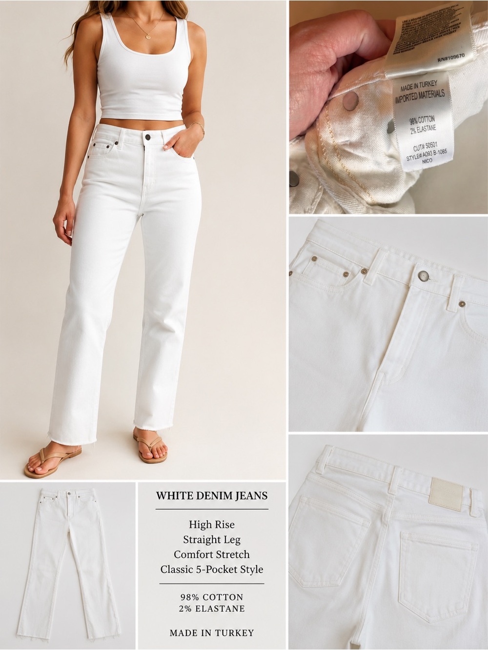 AGOLDE Women's Bootcut Jeans White Button Fly 5-Pocket Denim Cotton Blend